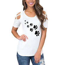 Load image into Gallery viewer, Cold Shoulder Paw Print T Shirts
