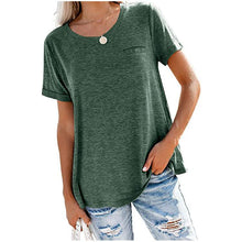 Load image into Gallery viewer, Solid  Basic T-shirt with A Cute Front Pocket
