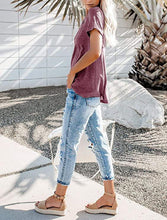 Load image into Gallery viewer, Solid  Basic T-shirt with A Cute Front Pocket
