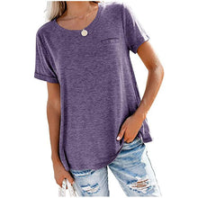 Load image into Gallery viewer, Solid  Basic T-shirt with A Cute Front Pocket
