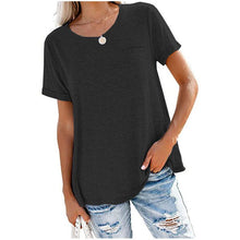 Load image into Gallery viewer, Solid  Basic T-shirt with A Cute Front Pocket
