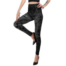 Load image into Gallery viewer, Sexy Elastic  Faux Jeans Leggings Cropped pants
