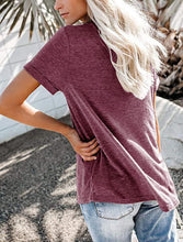 Load image into Gallery viewer, Solid  Basic T-shirt with A Cute Front Pocket
