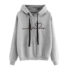 Load image into Gallery viewer, Heart Drawstring Hooded Sweatershirt
