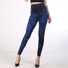 Load image into Gallery viewer, Sexy Elastic  Faux Jeans Leggings Cropped pants
